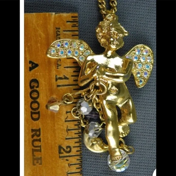 Kirks Folly Angel, Rhinestones, & Charms Necklace - Picture 10 of 12